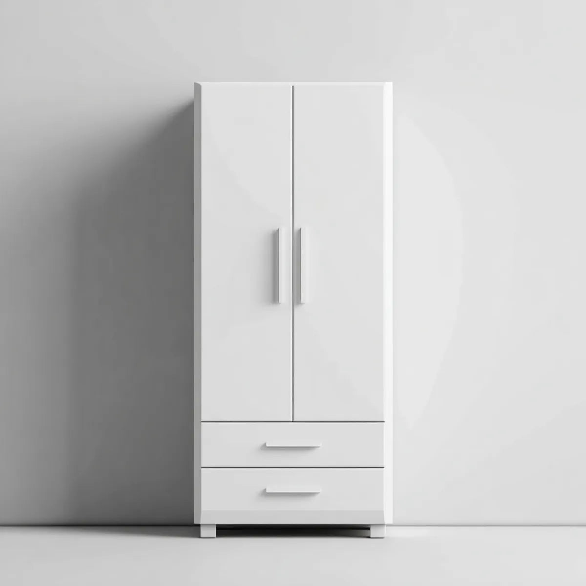 Kleiderschrank 2-türig Weiß mit 2 Schubladen 80 x 50 x 180 cm Spanplatte Rechteckig