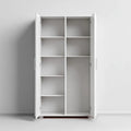 Kleiderschrank Weiß 90 x 40 x 200 cm aus melaminharzbeschichteter Spanplatte rechteckig mit 2 Drehtüren und 4 Einlegeböden