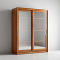 Schwebetürenschrank Eichefarben mit 2 Spiegeltüren 200 x 60 x 220 cm aus Eiche Massivholz rechteckig