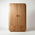 Kleiderschrank 2-türig mit 4 Schubladen Eiche natur Massivholz mit abgerundeten Ecken 100 x 55 x 200 cm
