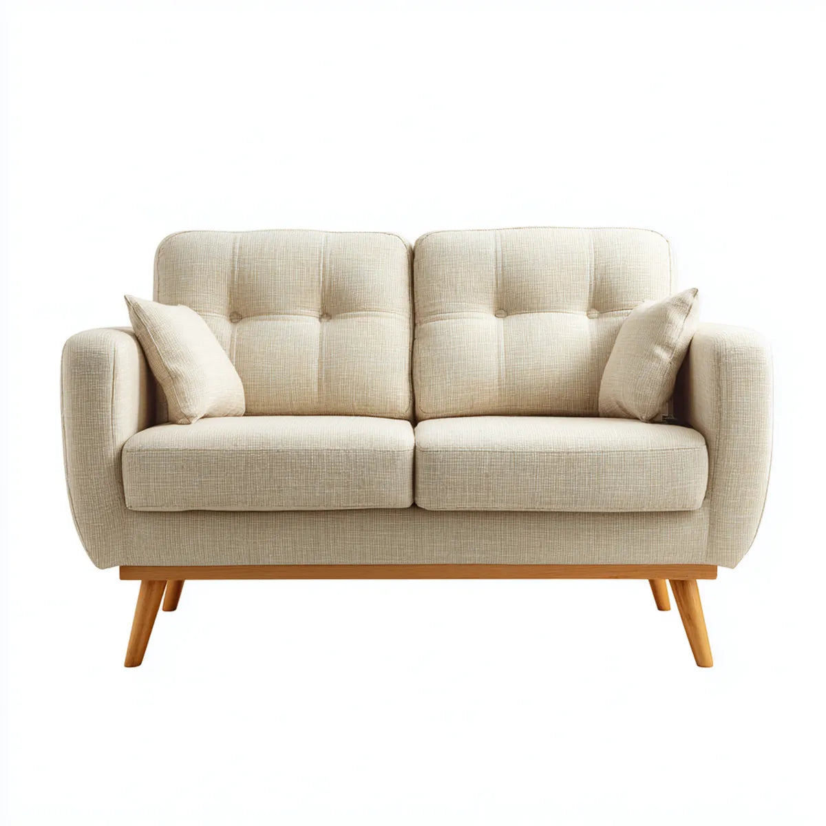 2-Sitzer Sofa Creme rechteckig 170 x 85 x 88 cm mit Polyesterbezug und Massivholzfüßen
