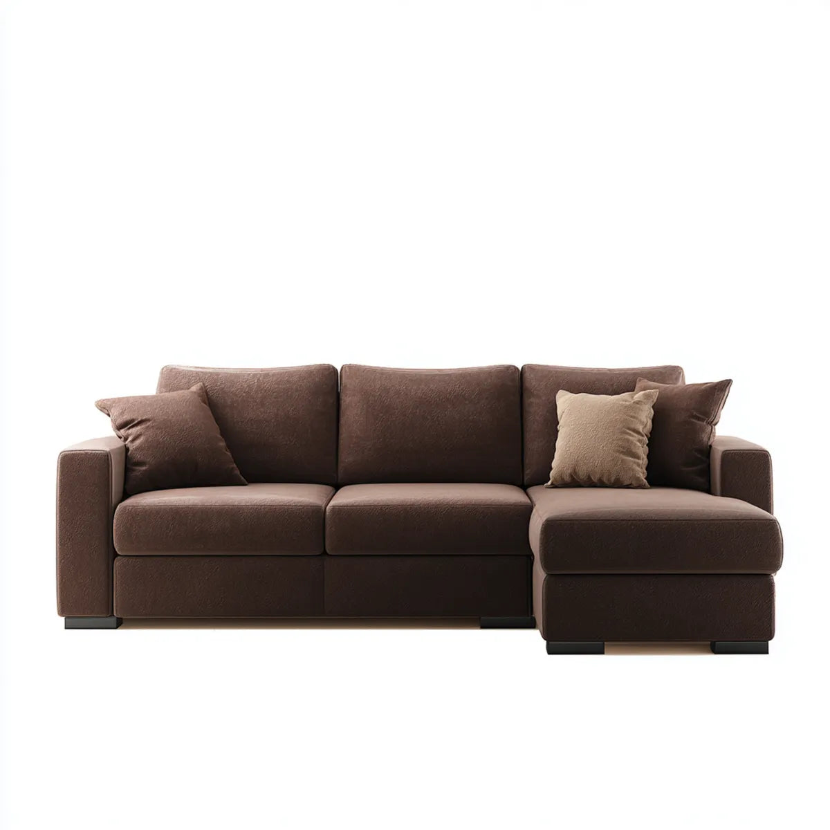 Ecksofa mit Recamiere rechts Braun 270 x 160 x 85 cm Polyester L-Form