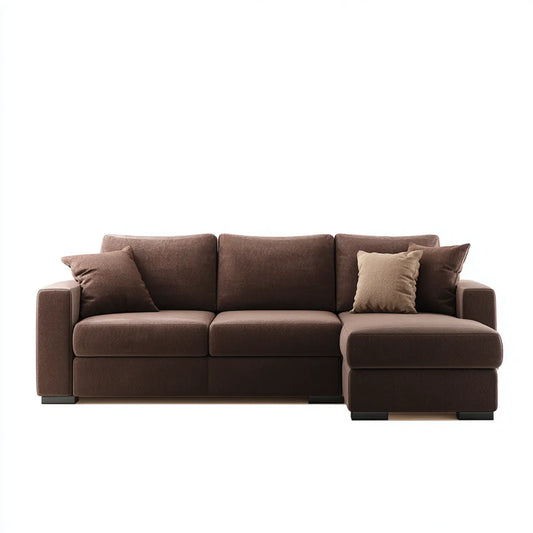 Ecksofa mit Recamiere rechts Braun 270 x 160 x 85 cm Polyester L-Form