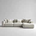 Ecksofa 3-Sitzer mit Recamiere Creme 300 x 160 x 70 cm Polyester-Cord L-Form