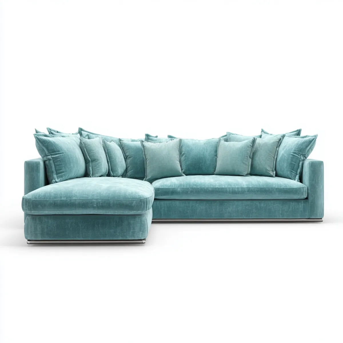 Sofa mit Hocker in L-Form Türkis 285 x 170 x 85 cm Polyestersamt