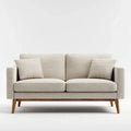 2-Sitzer Sofa Beige 150 x 85 x 85 cm Polyestergewebe Massivholz Rechteckig