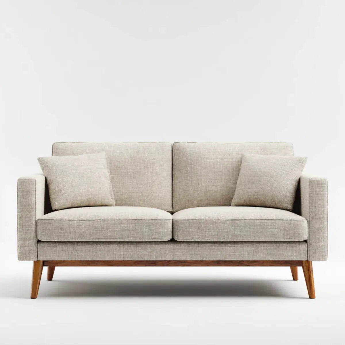 2-Sitzer Sofa Beige 150 x 85 x 85 cm Polyestergewebe Massivholz Rechteckig