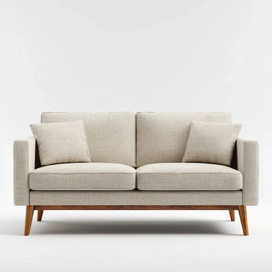 2-Sitzer Sofa Beige 150 x 85 x 85 cm Polyestergewebe Massivholz Rechteckig