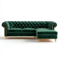 Chesterfield Ecksofa mit Recamiere Dunkelgrün 255 x 160 x 78 cm Polyester-Samt L-Form