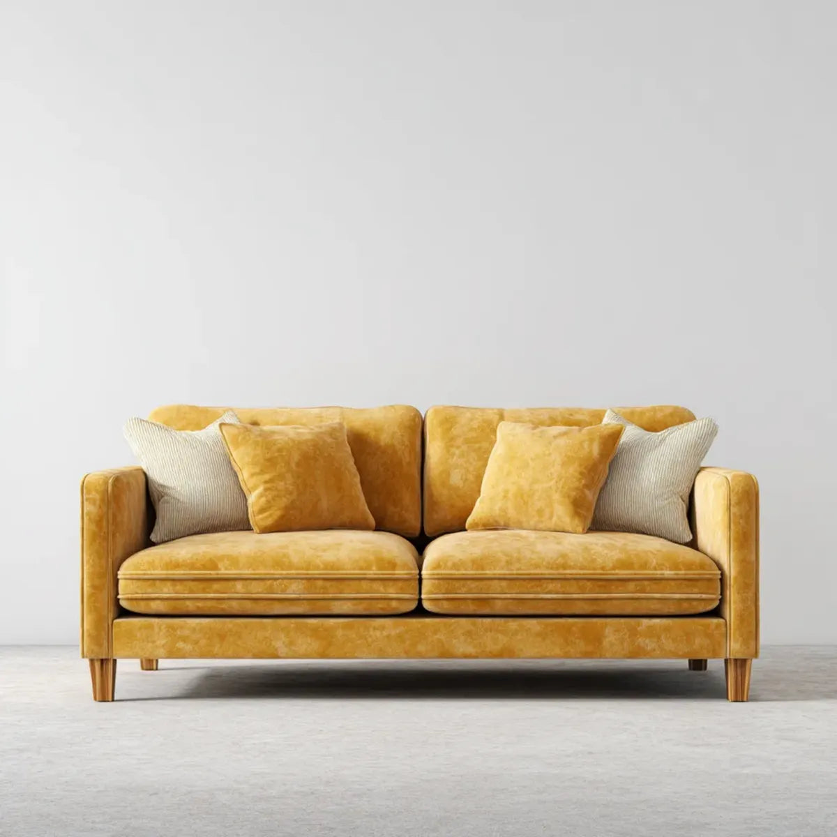 2-Sitzer Sofa senfgelb mit Polyester-Samtbezug rechteckig 180 x 85 x 86 cm