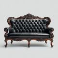 2-Sitzer Sofa Schwarz 180 x 75 x 120 cm PU-Kunstleder Massivholz Geschwungene Form