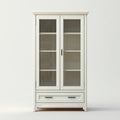 Vitrine Weiß mit 2 Glastüren 1 Schublade MDF und Klarglas Rechteckig 80 x 40 x 180 cm