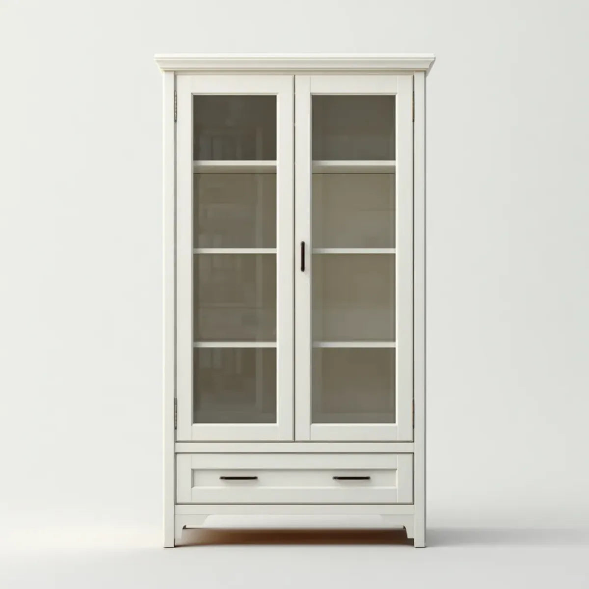 Vitrine Weiß mit 2 Glastüren 1 Schublade MDF und Klarglas Rechteckig 80 x 40 x 180 cm