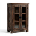 Vitrine aus Mango-Massivholz dunkelbraun mit 2 Glastüren rechteckig 90 x 40 x 120 cm