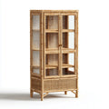 Bambus Vitrine mit Rattangeflecht Natur 90 x 40 x 180 cm rechteckig