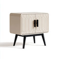 Kommode mit 2 Türen Cremeweiß Schwarz 80 x 40 x 80 cm MDF Rechteckig