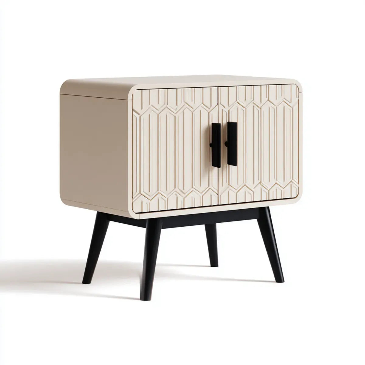 Kommode mit 2 Türen Cremeweiß Schwarz 80 x 40 x 80 cm MDF Rechteckig