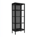 Vitrine mit Glastüren Schwarz 90 x 40 x 180 cm aus pulverbeschichtetem Stahl und Hartglas rechteckig