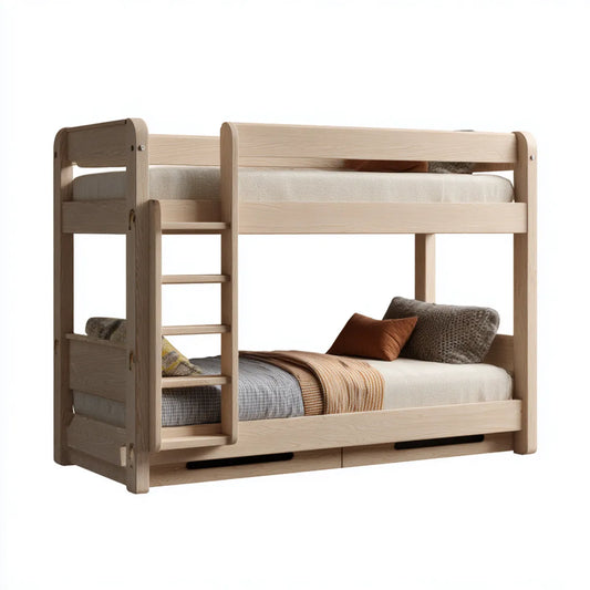 Kinder Etagenbett Natur 90 x 200 cm aus massivem Eichenholz Rechteckig 208 x 102 x 170 cm