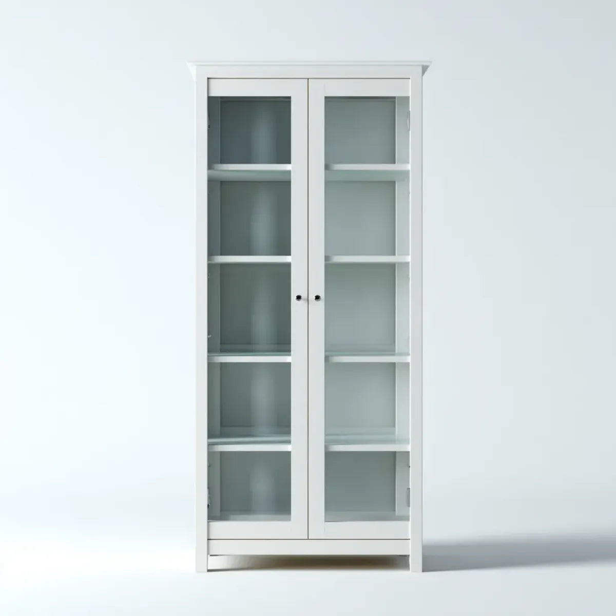 Vitrine Weiß 80 x 40 x 200 cm mit 2 Glastüren aus MDF und Sicherheitsglas rechteckig