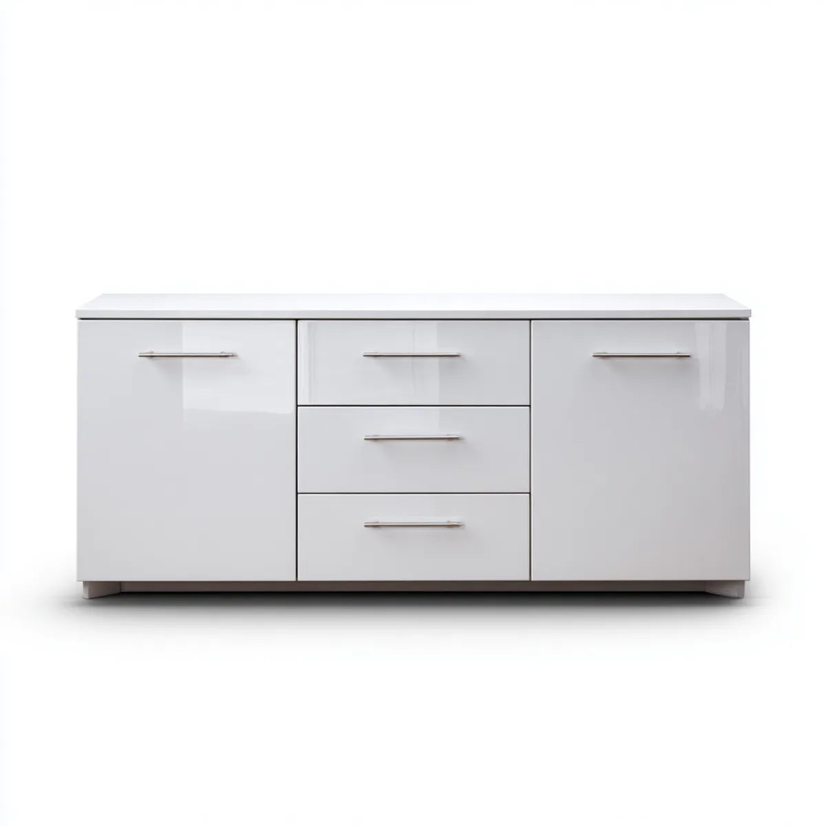 Sideboard Weiß mit 3 Schubladen und 2 Türen 160 x 40 x 80 cm aus MDF Rechteckig