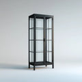 Vitrine mit 2 Glastüren Schwarz 80 x 40 x 180 cm Stahl Sicherheitsglas Rechteckig