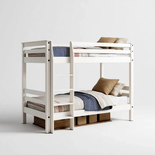 Kinder Etagenbett Weiß 90 x 200 cm Kiefer Massivholz Rechteckig
