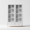 Vitrine Weiß mit 4 Glastüren 2 Schubladen MDF und Sicherheitsglas rechteckig 120 x 40 x 200 cm