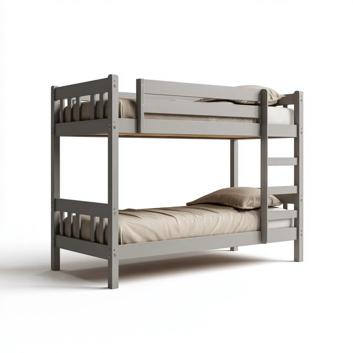 Etagenbett Grau 90 x 200 cm aus massivem Kiefernholz mit Leiter