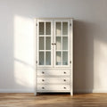 Vitrine mit Glastüren und 3 Schubladen Weiß 80 x 40 x 180 cm MDF Glas Rechteckig